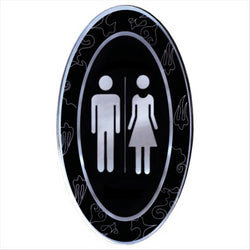 PLAQUE AUTO-ADHESIVE "UNISEX" 12,5x20,5 CM NOIR ACRYLIQUE - vendu par 1 unités (Prix unitaire = 8 euros)