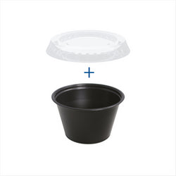 50  PETITS POTS + 50 COUVERCLES 120 ML Ø7,4x4,6 CM NOIR  PP - vendu par 24 unités (Prix unitaire = 4,5 euros)