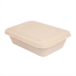 Barquette + couvercle compostable et biodegradable 800 ml 19,3x13,5x5 cm naturel canne à sucre - vendu par 400 (pu 0,38€)