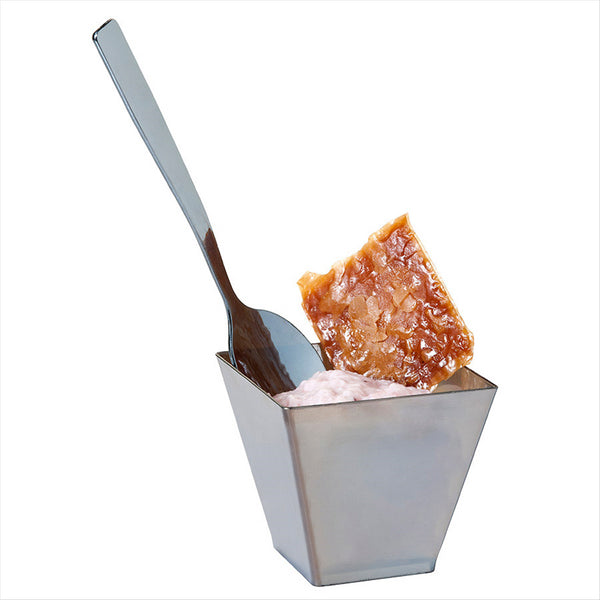 MISE EN BOUCHE "PYRAMIDE TRONQUÉE" GRAND 130 ML 7x7x5,5 CM ARGENTE PLASTIQUE PS - vendu par 500 unités