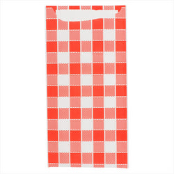 Pochette couverts + serviette 'just in time - vichy' 90 + 10pe g/m² 11,2x22,5 cm blanc cellulose - carton de 400