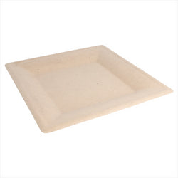 Assiettes carrées compostable et biodegradable 26,2x26,2x1,4 cm naturel canne à sucre - carton de 500