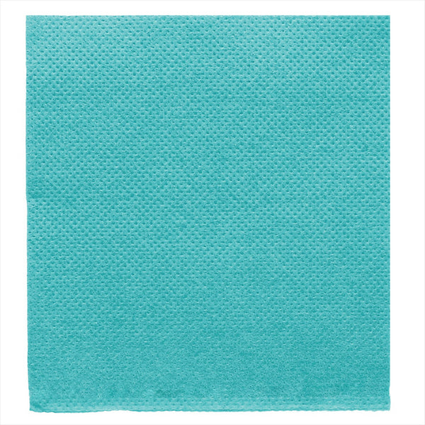 Serviettes ecolabel 'double point' 18g/m² 20x20cm bleu turquoise ouate - vendu par 2400 (PU 0,014€)