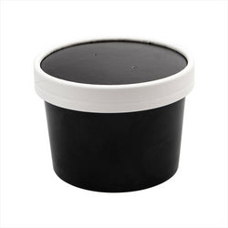 RÉCIPIENTS + COUVERCLES 240 ML 18 PE + 340 + 18  PE G/M2 Ø9/7,5x6 CM NOIR CARTON - vendu par 250 unités