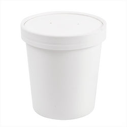 RÉCIPIENTS + COUVERCLES 480 ML 18 PE + 340 + 18  PE G/M2 Ø9,6/7,5x10 CM BLANC CARTON - vendu par 250 unités