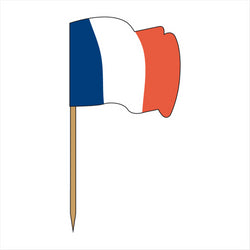 Petits drapeaux "france" 4x3/6,5 cm assorti bois - vendu par 144 (PU 0,011€)