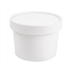RÉCIPIENTS + COUVERCLES 240 ML 18 PE + 340 + 18  PE G/M2 Ø9/7,5x6 CM BLANC CARTON - vendu par 250 unités