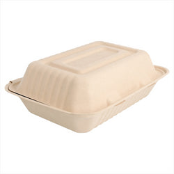 Boite compostable et biodegradable 1000 ml 16,5x22,5x6,4 cm naturel canne à sucre - vendu par 200 (pu 0,3€)