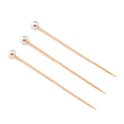 Piques "perle" 12 (h) cm naturel bois bambou - vendu par 100 (PU 0,03€)