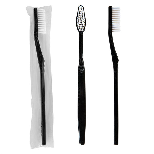 Brosses à dents en sachets 15,5x1x1,5cm noir plastique PS - vendu par 100 (PU 0,195€)