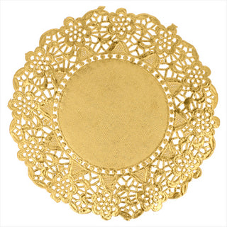 DENTELLES RONDES MÉTALISÉES 40 G/M2 + 20 G/M2 Ø 14 CM DORE DENTELLE METALISÉ - vendu par 100 unités (Prix unitaire = 0,045 euros)
