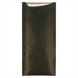 Pochette couverts + serviette 8,5x19,5 cm noir kraft vergé - carton de 250