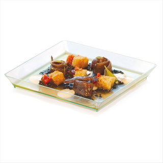 PLATEAUX 13x13x1,6 CM VERT D'EAU PLASTIQUE PS - vendu par 100 unités