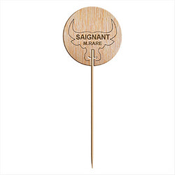 Steak marker "saignant" 9,5 cm naturel bois - vendu par 100 (PU 0,08€)