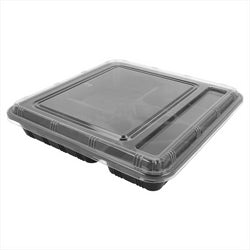 PLATEAU 5 COMPARTIMENTS 27,8x27,6x5 CM NOIR PLASTIQUE PP - vendu par 200 unités (Prix unitaire = 0,86 euros)