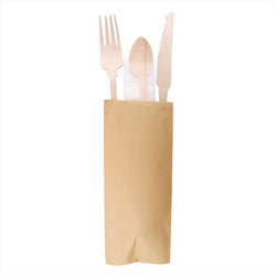 Sets fourch.+couteau+serv.+cuillère café 'classic' 20 cm naturel bois - carton de 100 unités