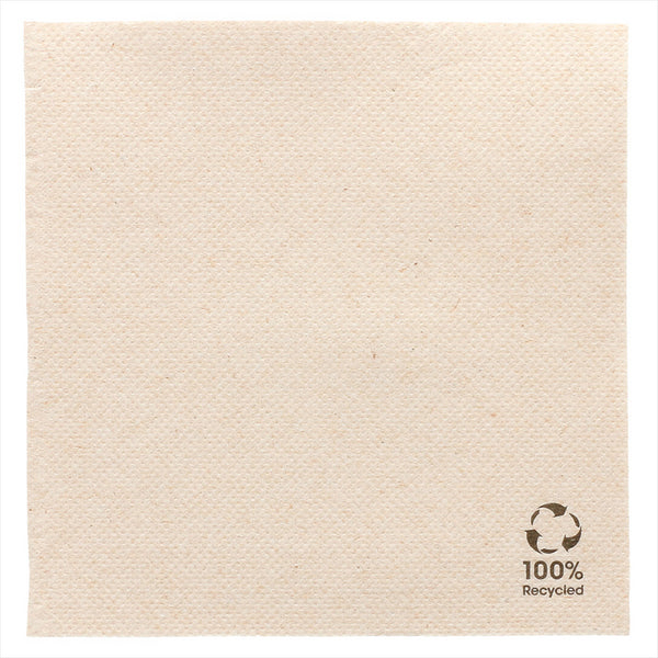 Serviettes recyclés ecolabel 'double point' 19g/m² 25x25cm naturel ouate recyclée - vendu par 3000 (PU 0,015€)