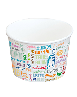 POTS À GLACES 'PAROLE' 90 ML 210 + 18  PE G/M2 Ø7,2x4 CM BLANC CARTON - vendu par 2000 unités (Prix unitaire = 0,054 euros)