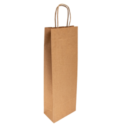 Sac avec anses 1 bouteille 14+8x40cm naturel kraft