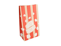 Sac papier kraft pop corn 'stripes' 2,5L - 14+8x24cm naturel ingraissable - carton de 500