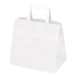 Sacs traiteur kraft blanc poignée plate 26+17x25cm