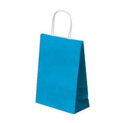 Sac papier kraft avec anses 20+10x29cm bleu turquoise cellulose - carton de 250