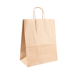 Sac papier kraft avec anses 26+14x32cm naturel kraft - carton de 250