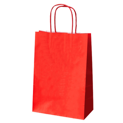 Sac papier kraft avec anses 26+14x32cm rouge kraft - carton de 250