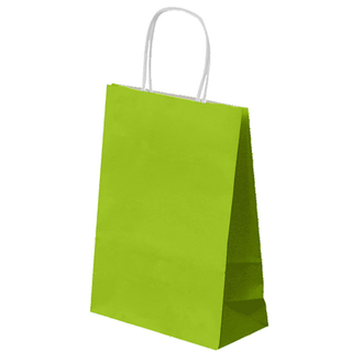 Sac papier kraft avec anses 26+14x32cm vert anis cellulose - vendu par 250