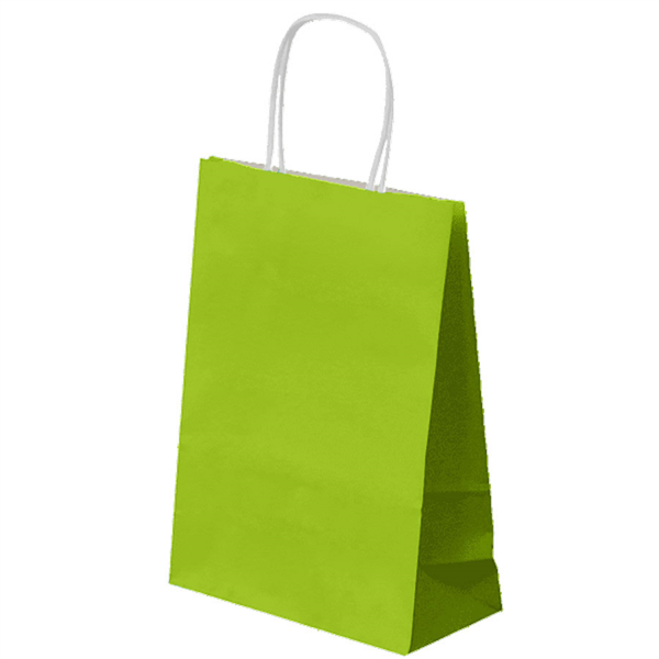 Sac traiteur avec anses 26+14x32cm vert anis cellulose - vendu par 250 (PU 0,28€)