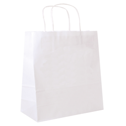 Sac papier kraft avec anses 32+16x31cm blanc cellulose - carton de 250