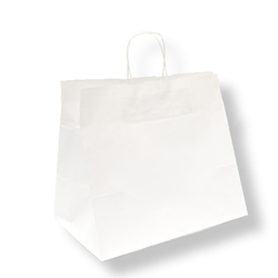 Sac papier kraft avec anses 32+21x28,5cm blanc cellulose - carton de 250