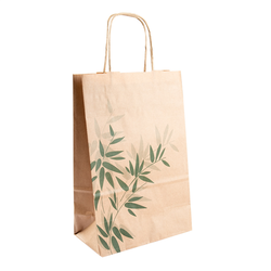Sac papier kraft avec anses 'feel green' 20+10x29cm naturel kraft - carton de 250