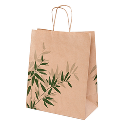 Sac papier kraft avec anses 'feel green' 26+14x32cm naturel kraft - carton de 250