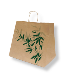 Sac papier kraft avec anses 'feel green' 32+21x28,5cm naturel kraft - carton de 250