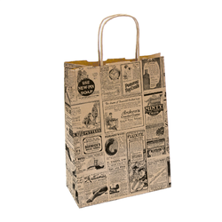 Sac papier kraft avec anses 'times' 20+10x29cm naturel kraft - carton de 250
