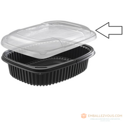 Couvercle chaud plastique transparent pour boite cookipack deux compartiments 675 et 415 ml vendu par 320 - covcook1250tp2c
