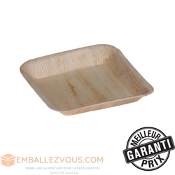 Assiettes carrées feuille de palmier 24x24x2cm - carton de 25