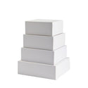 Boite pâtissière carrée avec couvercle carton blanc/ du 14x14 cm au 26x26 cm / vendues par 50
