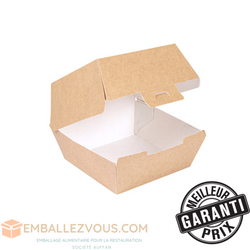 Boîtes burger haute naturelle 14,4x13,6+9,2(h) cm carton ondulé THEPACK - vendu par 500 (PU 0,177€)