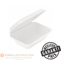Boite rectangulaire biodégradable 600 ml blanc - vendu par 1000