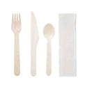 KIT couvert en bois 4 en 1 _ FOURCHETTE, COUTEAU, CUILLIERE + SERVIETTE - vendu par 500