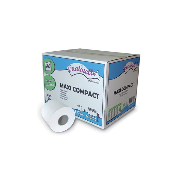Papier toilette - MAXI COMPACT - 500 feuilles - 2 plis lisse - pure pate - 60 mètres /36RLX /I359LOT