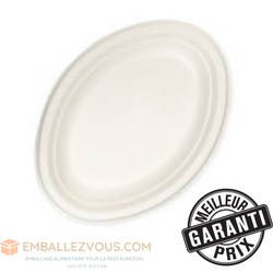 Assiette ovale fibre de canne ø26x19cm carton de 500 - afc 260 ovale.