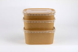 COUVERCLE POUR BOÎTE CARTON KRAFT RECTANGULAIRE PLAT CHAUD ou FROID 500-750-1000ml  - par 300