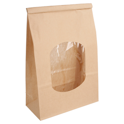 Sac auto-fermeture avec fenêtre 12+6,5x24,6cm naturel kraft et plastique OPP - carton de 500