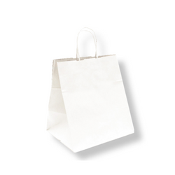 Sac papier kraft avec anses haute qualité 100gr/m2 : 40+20x48cm blanc cellulose - carton de 150