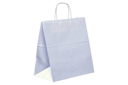 Sac papier kraft avec anses 26+17x24cm blanc cellulose - carton de 250