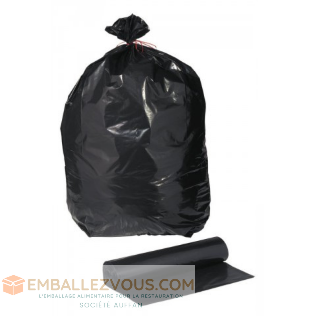 Sac poubelle 100L Noir BD 35 Microns - 200 sacs